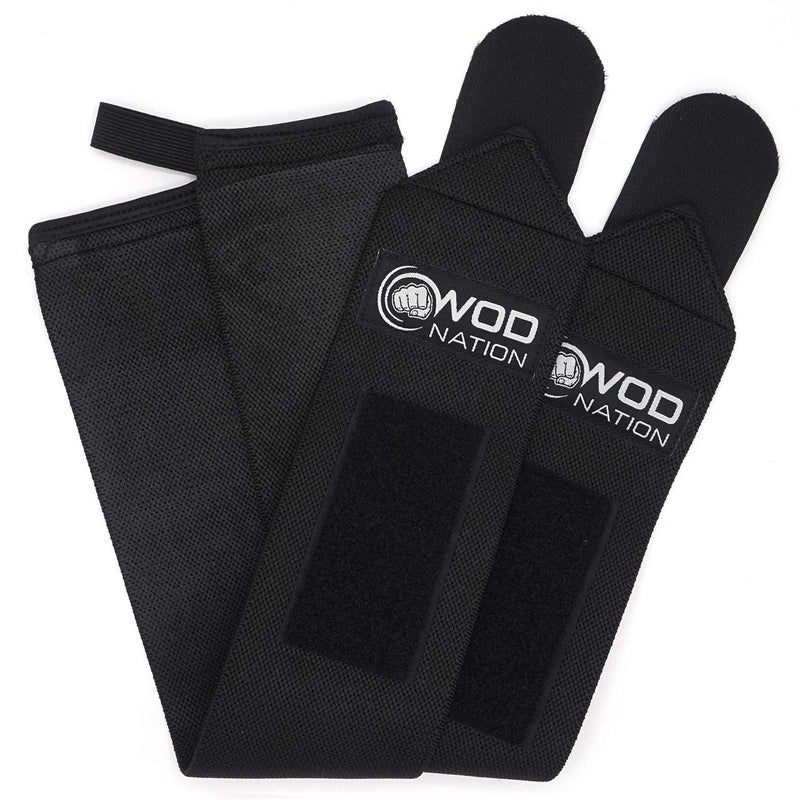 WOD Nation Wrist Wraps - Adjustable Thumb Loop for Gym Wrist Wraps - Secure Hook-and-Loop Closure for Lifting Straps - Powerlifting & Strength Training Support - 12 Inch, Black - Image 3